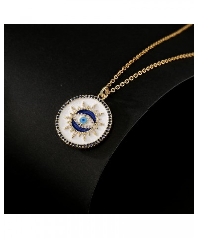 Evil Eye Necklace 14K Gold Plated 17.7+2" O Chain Necklace Lucky Blue Eye Gift $6.11 Necklaces