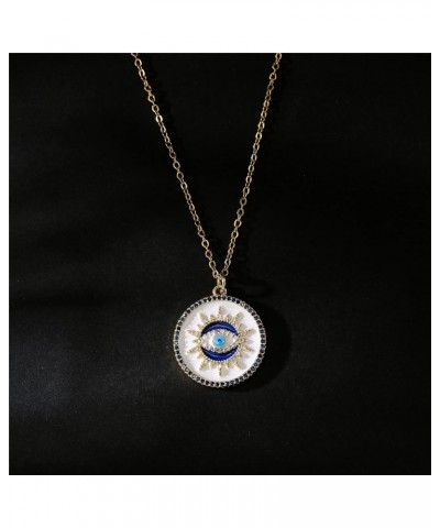 Evil Eye Necklace 14K Gold Plated 17.7+2" O Chain Necklace Lucky Blue Eye Gift $6.11 Necklaces