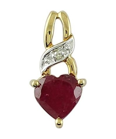 Ruby Gf Natural Gemstone Heart Shape Pendant 10K, 14K, 18K Yellow Gold Uniqe Jewelry 18K $32.64 Pendants