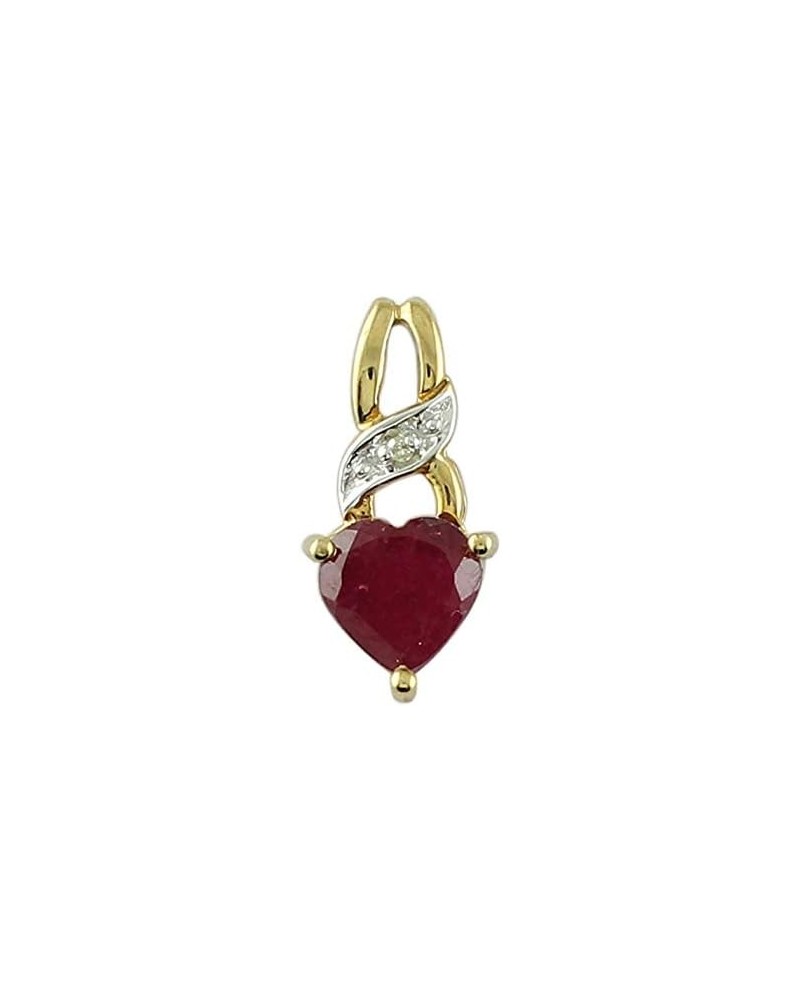 Ruby Gf Natural Gemstone Heart Shape Pendant 10K, 14K, 18K Yellow Gold Uniqe Jewelry 18K $32.64 Pendants