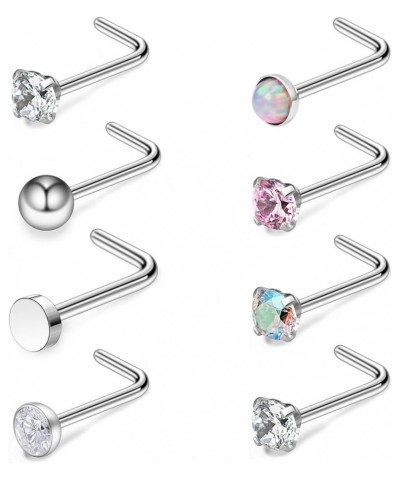 G23 Titanium Nose Rings Studs Hypoallergenic Nose Rings for Women L Shaped Nose Piercings Nostril Piercing Jewelry for Sensit...