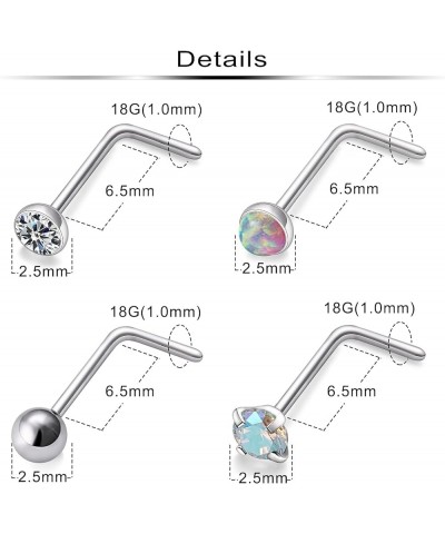 G23 Titanium Nose Rings Studs Hypoallergenic Nose Rings for Women L Shaped Nose Piercings Nostril Piercing Jewelry for Sensit...