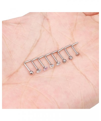 G23 Titanium Nose Rings Studs Hypoallergenic Nose Rings for Women L Shaped Nose Piercings Nostril Piercing Jewelry for Sensit...