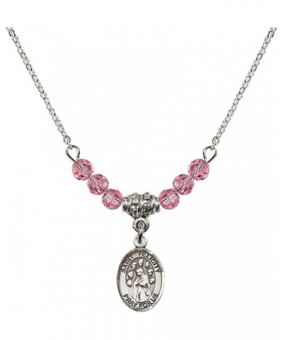 October Birth Month Bead Necklace with Catholic Patron Saint Petite Charm, 18 Inch Saint Felicity $44.05 Necklaces