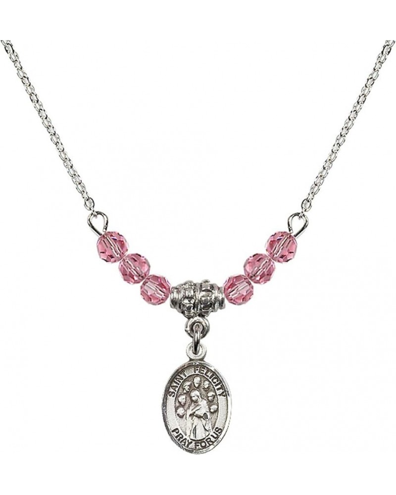 October Birth Month Bead Necklace with Catholic Patron Saint Petite Charm, 18 Inch Saint Felicity $44.05 Necklaces