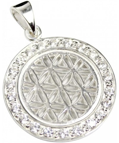 COSUMOSU Women's Zirconia Round 925 Sterling Silver Pendant Flower of life $11.19 Pendants