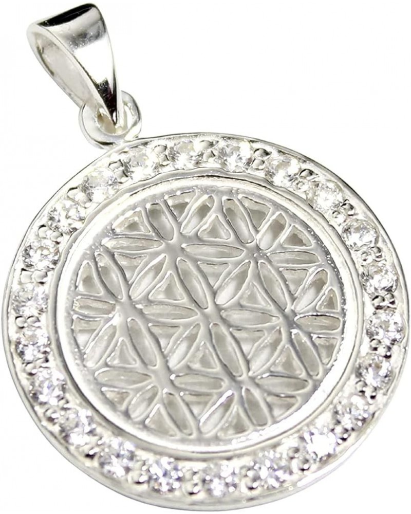 COSUMOSU Women's Zirconia Round 925 Sterling Silver Pendant Flower of life $11.19 Pendants