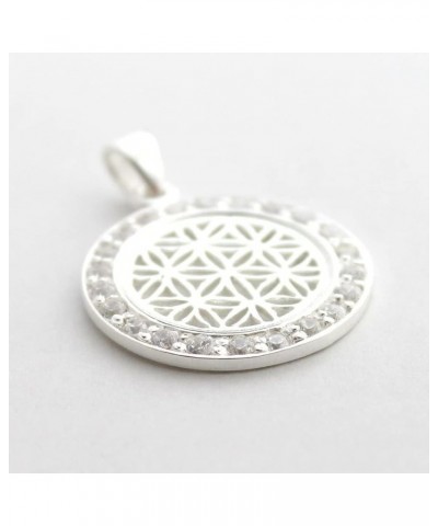 COSUMOSU Women's Zirconia Round 925 Sterling Silver Pendant Flower of life $11.19 Pendants