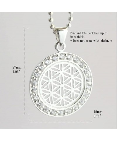 COSUMOSU Women's Zirconia Round 925 Sterling Silver Pendant Flower of life $11.19 Pendants