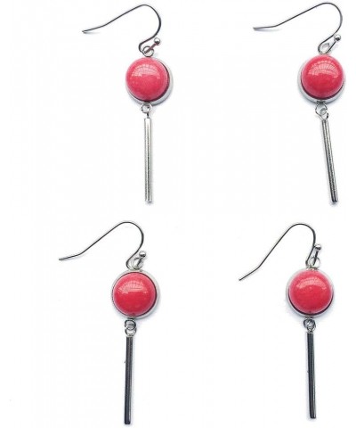 8mm 10mm 12mm Natural Crystal Stones Stainless Steel Dainty Tube Bar Dangle Earrings Red Agate 12.0 Millimeters $9.59 Earrings