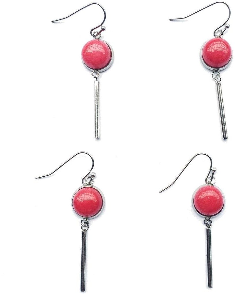 8mm 10mm 12mm Natural Crystal Stones Stainless Steel Dainty Tube Bar Dangle Earrings Red Agate 12.0 Millimeters $9.59 Earrings