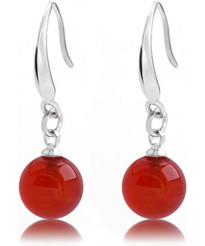 White Jade Drop Earrings for Women Girls, Dainty Silver Jade Dangle Earrings red $8.11 Earrings