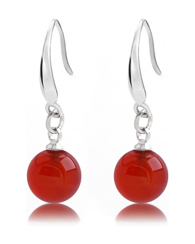 White Jade Drop Earrings for Women Girls, Dainty Silver Jade Dangle Earrings red $8.11 Earrings