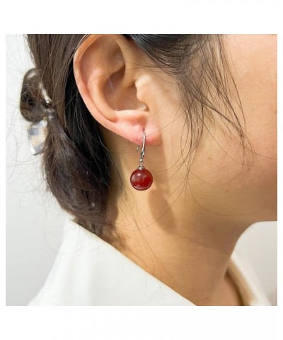 White Jade Drop Earrings for Women Girls, Dainty Silver Jade Dangle Earrings red $8.11 Earrings