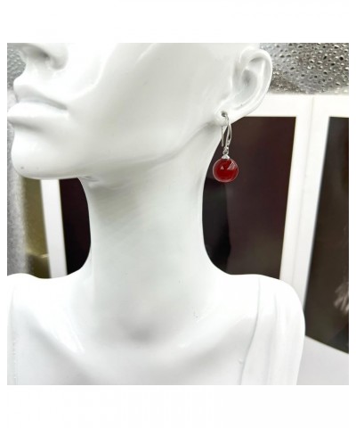 White Jade Drop Earrings for Women Girls, Dainty Silver Jade Dangle Earrings red $8.11 Earrings