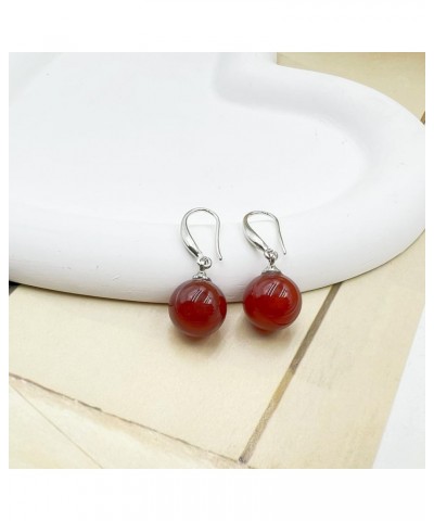 White Jade Drop Earrings for Women Girls, Dainty Silver Jade Dangle Earrings red $8.11 Earrings