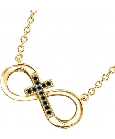 Cross Infinity Pendant Necklace 0.30Ctw Round Cut Black Diamond 14K Gold Over .925 Sterling Silver for Womens Yellow $23.65 N...