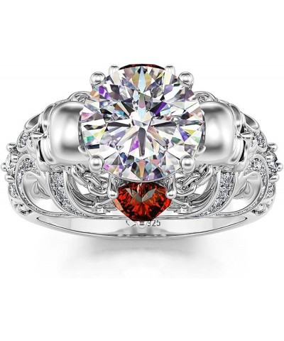 2.55ct Skull Engagement Ring Sets Sterling Silver Heart Cut Red Diamond Ruby Rings Cubic Zirconia Wedding Promise Anniversary...