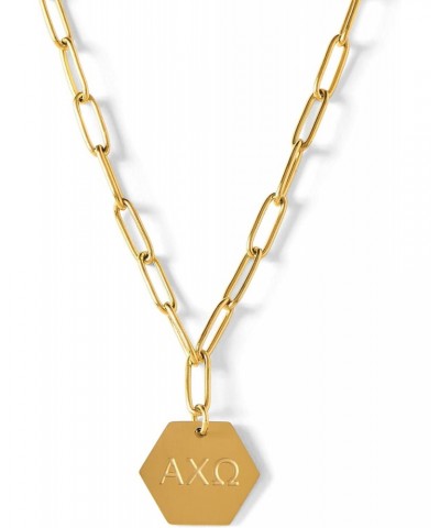 Alpha Chi Omega Paperclip Necklace — ACO 18K Gold Plated Sorority Gifts Necklace, Long-Lasting Alpha Chi Omega Gifts for Wome...