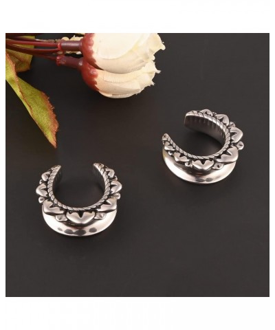 2PCS Vintage Flower Hypoallergenic Stainless Steel Opening Plugs Ear Gauges Tunnels Piercing Expander Stretchers Fashion Body...