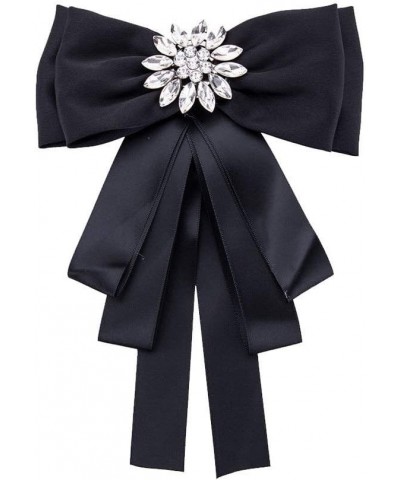 Bowknot Brooch Shirt Bow Tie Rhinestone Neck Tie Breastpin for Women Ladies (Black) $11.10 Brooches & Pins