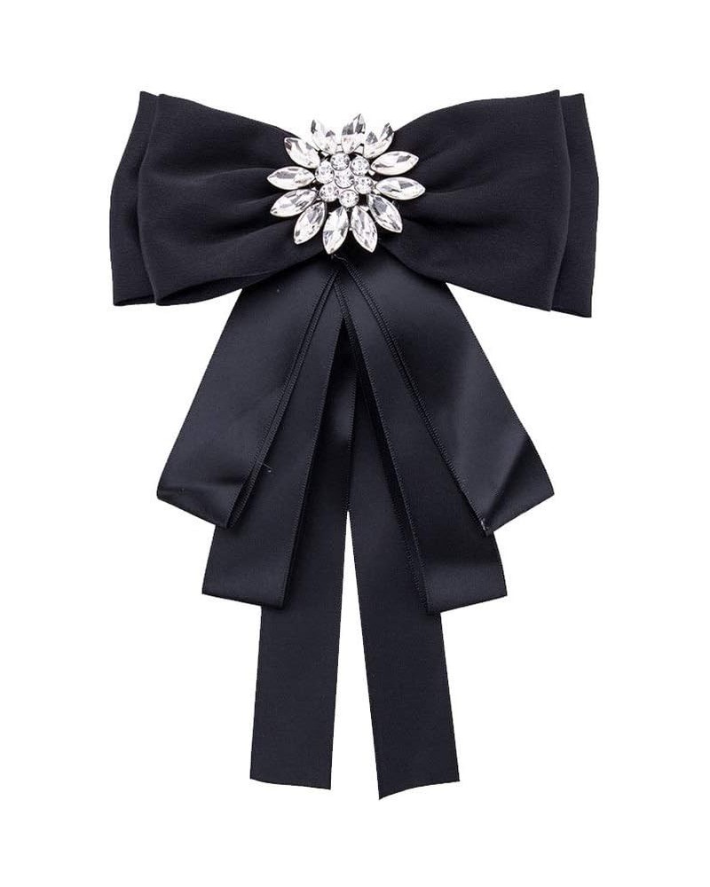 Bowknot Brooch Shirt Bow Tie Rhinestone Neck Tie Breastpin for Women Ladies (Black) $11.10 Brooches & Pins