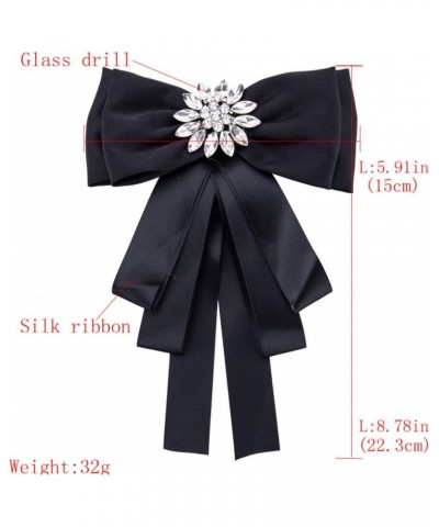 Bowknot Brooch Shirt Bow Tie Rhinestone Neck Tie Breastpin for Women Ladies (Black) $11.10 Brooches & Pins