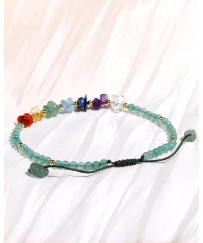 7 Chakra Chip Tumbled Real Stone Beaded Anklet Bracelet for Women Power Energy Healing Crsyatls and Gemstones Beach Foot Adju...