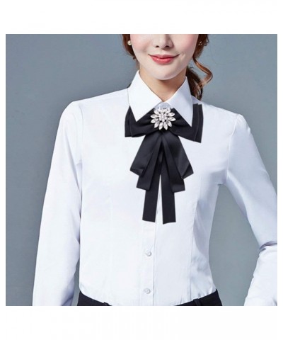 Bowknot Brooch Shirt Bow Tie Rhinestone Neck Tie Breastpin for Women Ladies (Black) $11.10 Brooches & Pins