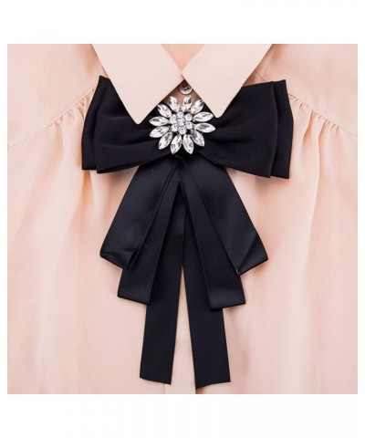 Bowknot Brooch Shirt Bow Tie Rhinestone Neck Tie Breastpin for Women Ladies (Black) $11.10 Brooches & Pins