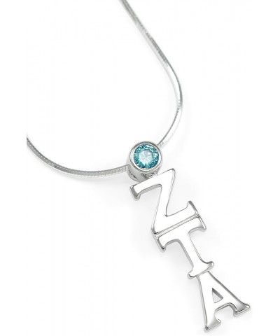 Zeta Tau Alpha Sterling Silver Lavaliere with Turquoise CZ 0.0 Inches $14.75 Pendants