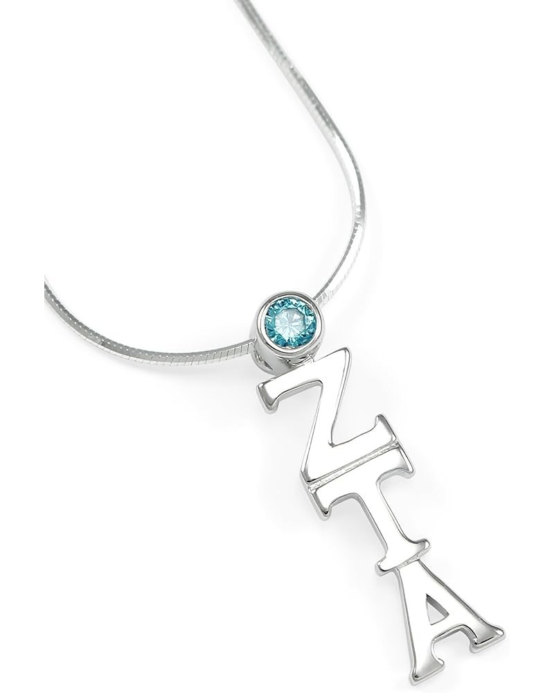 Zeta Tau Alpha Sterling Silver Lavaliere with Turquoise CZ 0.0 Inches $14.75 Pendants