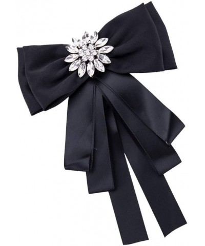 Bowknot Brooch Shirt Bow Tie Rhinestone Neck Tie Breastpin for Women Ladies (Black) $11.10 Brooches & Pins