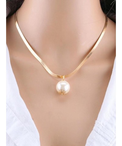 Pearl Choker Necklaces Vintage Round Pearl Pendant Necklace Fashion White Beads Cluster Jewelry Accessories Gold $5.71 Necklaces