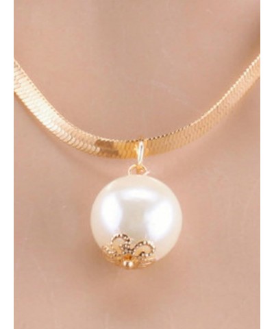 Pearl Choker Necklaces Vintage Round Pearl Pendant Necklace Fashion White Beads Cluster Jewelry Accessories Gold $5.71 Necklaces