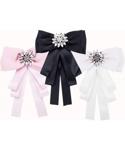 Bowknot Brooch Shirt Bow Tie Rhinestone Neck Tie Breastpin for Women Ladies (Black) $11.10 Brooches & Pins