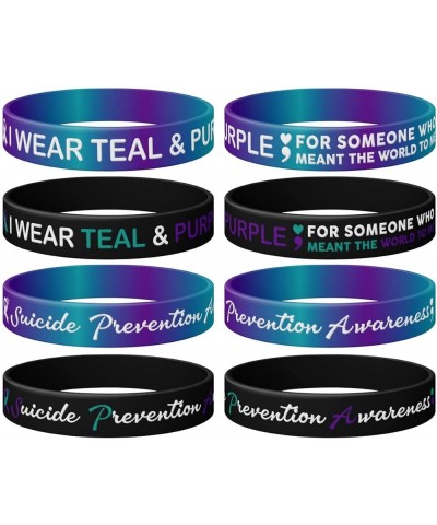 12 Pcs Suicide Prevention Awareness Silicone Bracelet, I Wear Teal & Purple For People Who Meant A Lot To Me Wristband Bracel...