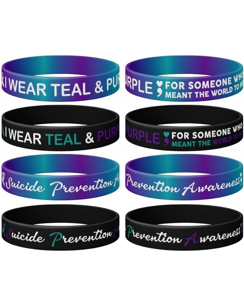 12 Pcs Suicide Prevention Awareness Silicone Bracelet, I Wear Teal & Purple For People Who Meant A Lot To Me Wristband Bracel...