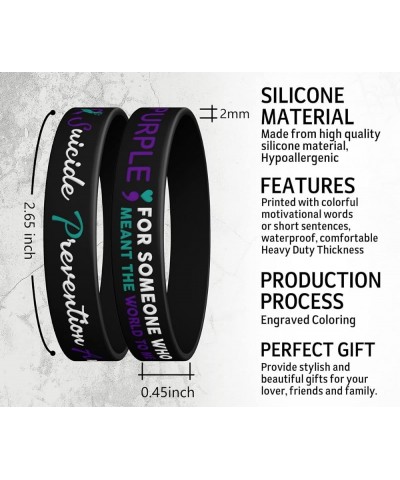 12 Pcs Suicide Prevention Awareness Silicone Bracelet, I Wear Teal & Purple For People Who Meant A Lot To Me Wristband Bracel...