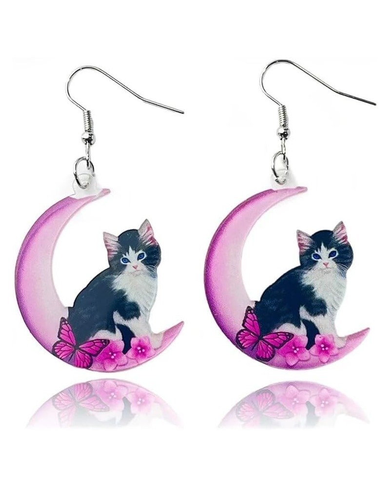 Animal Theme Acrylic Earrings Cute Cat Dangle Earrings Holiday Party Jewelry Gifts for Women and Girls One size Moon&Cat $4.8...