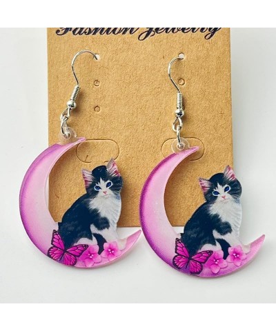 Animal Theme Acrylic Earrings Cute Cat Dangle Earrings Holiday Party Jewelry Gifts for Women and Girls One size Moon&Cat $4.8...