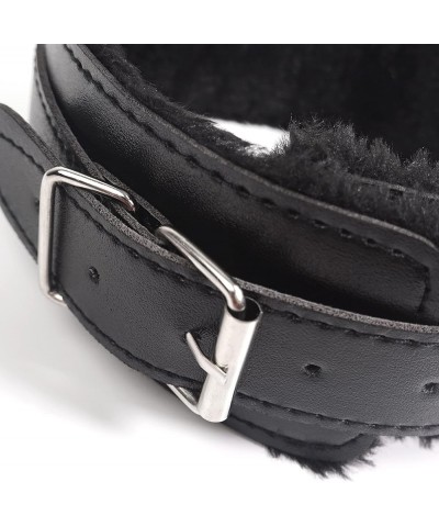 Women Pink Leather Choker Necklace, Punk Gothic Black Fluffy Name Letters Collar Leash Neck Jewelry Black Fluff BABY $10.82 N...