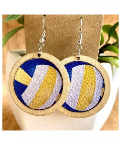 Wooden Baseball Earrings Cool Punk Football Baseball Basketball Sports Drop Dangle Earrings Lightweight Rugby Soccer Statemen...