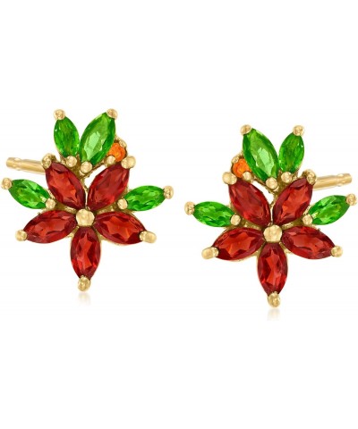 3.13 ct. t.w. Multi-Gemstone Flower Earrings in 18kt Gold Over Sterling $51.30 Earrings