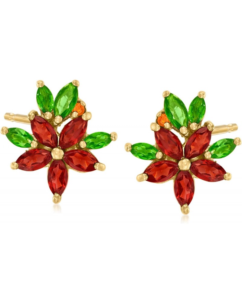 3.13 ct. t.w. Multi-Gemstone Flower Earrings in 18kt Gold Over Sterling $51.30 Earrings