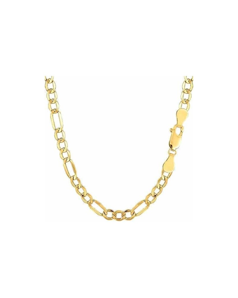 10k SOLID Yellow Gold 1.9mm, 2.6mm, 3.7mm, 4.5mm, 5.3mm, 6.6mm, OR 7.9mm Diamond-Cut Classic Figaro Chain Necklace Bracelet A...