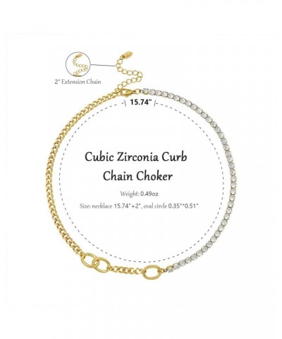 Cubic Zirconia Choker Necklace for Women 18K Gold Plated Dainty Rhinestone Chain Necklaces Aesthetic Fashion Jewelry for Teen...