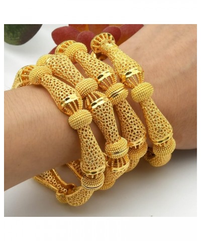 Dubai Gold Bangles for Women Indian African Wedding Bracelets 18K Gold Plated Ethiopian Bridal Jewelry 3pcs $11.20 Bracelets