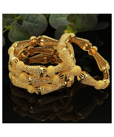 Dubai Gold Bangles for Women Indian African Wedding Bracelets 18K Gold Plated Ethiopian Bridal Jewelry 3pcs $11.20 Bracelets