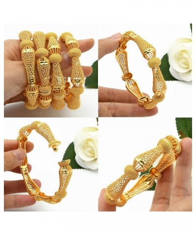 Dubai Gold Bangles for Women Indian African Wedding Bracelets 18K Gold Plated Ethiopian Bridal Jewelry 3pcs $11.20 Bracelets